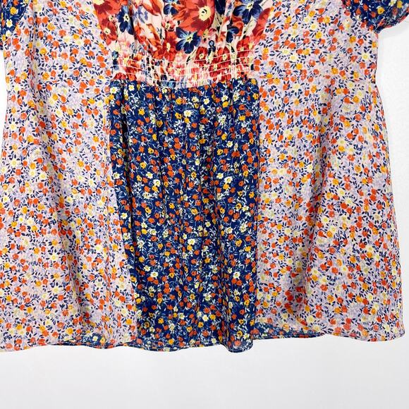 Anthropologie HD in Paris 0 Palo Alto Floral Blouse Floral Patchwork Tie Front - Picture 8 of 12
